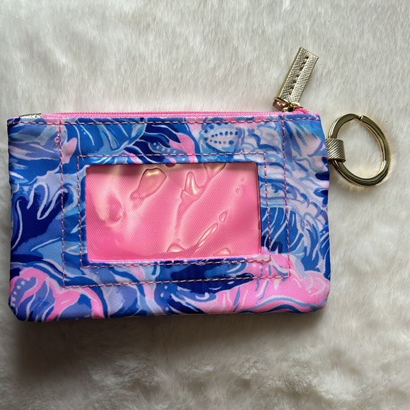 NWT Lilly Pulitzer ID Case/Wallet- Pink & Blue w/Gold Accents - Picture 4 of 5